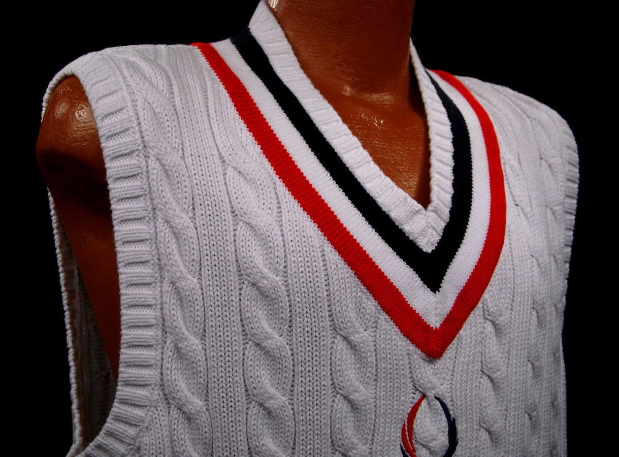 Men's USA Olympics Cable-Knit Sleeveless Tennis Sweater Vest by Polo Ralph Lauren [#601-059NP]