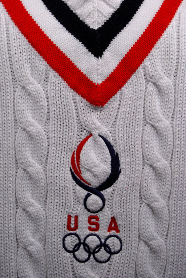 Men's USA Olympics Cable-Knit Sleeveless Tennis Sweater Vest by Polo Ralph Lauren [#601-059NP]