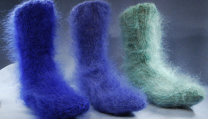 Mohair Socks, Hand-Knit, Thick & Warm #601-069