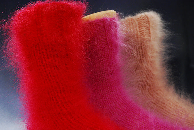 Mohair Socks, Hand-Knit, Thick & Warm #601-069