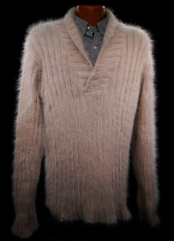602-074 GUCCI Men's Shawl-neck Angora Sweater