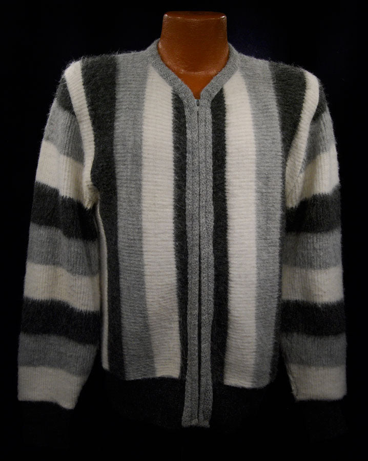 Men's Retro Zipper-front Faux-mohair Cardigan Sweater [#603-007]