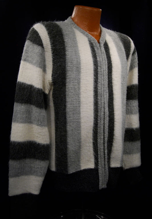 Men's Retro Zipper-front Faux-mohair Cardigan Sweater [#603-007]