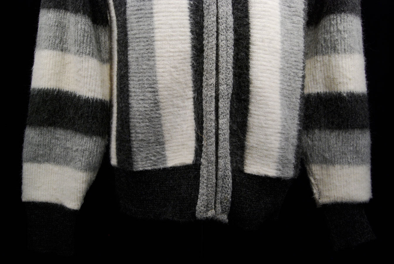 Men's Retro Zipper-front Faux-mohair Cardigan Sweater [#603-007]