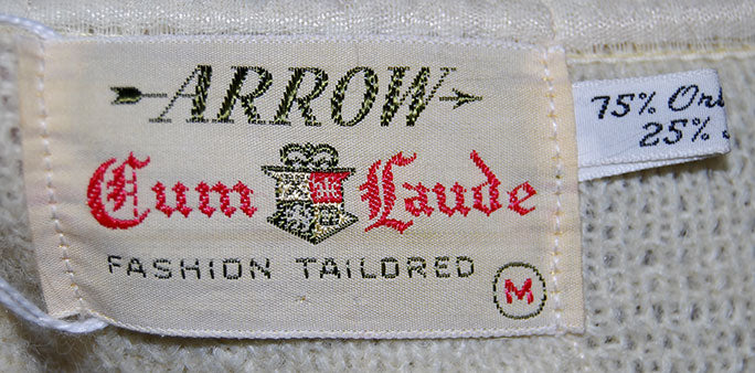 Retro Ivory Original Mohair V-Neck Sweater by Arrow Cum Laude [#606-037]