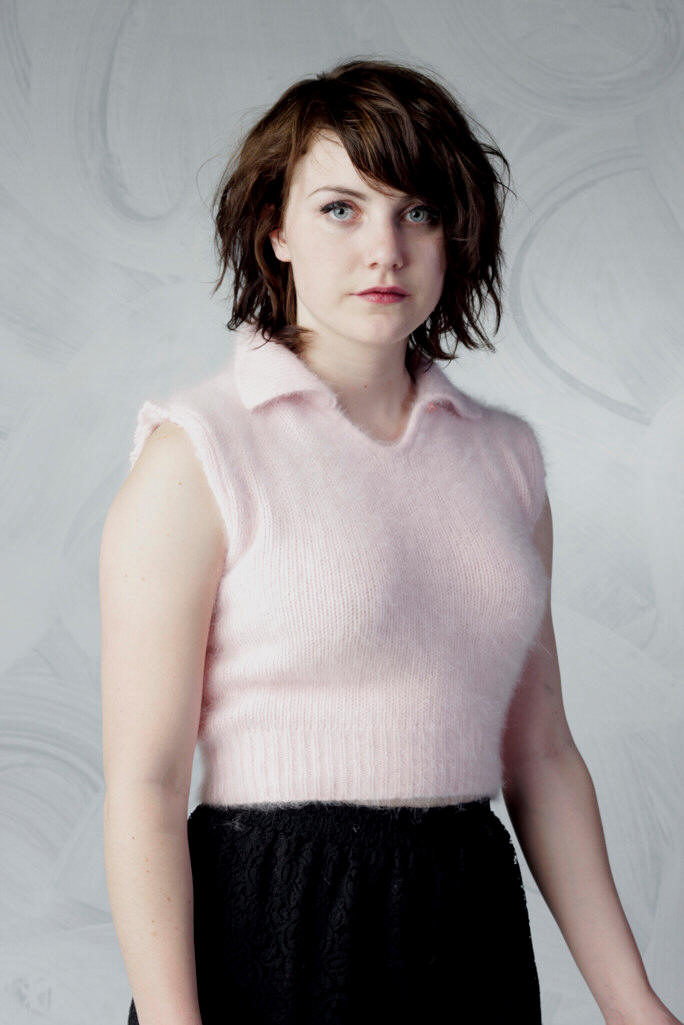 Woman's Pink Angora Crop-top Polo-neck Sweater by Moda Intl