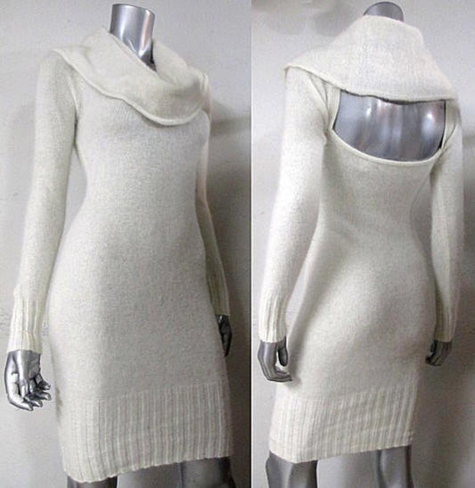 White Angora Sweaterdress by Moda International