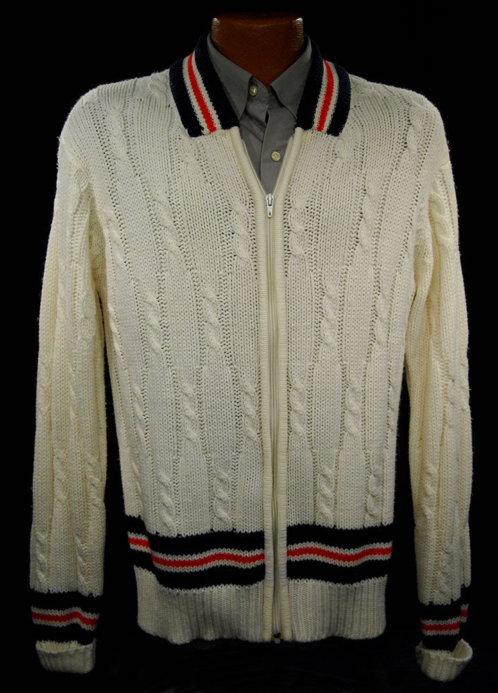 Men's Classic Zipper-font Cardigan Tennis Sweater [#607-056]