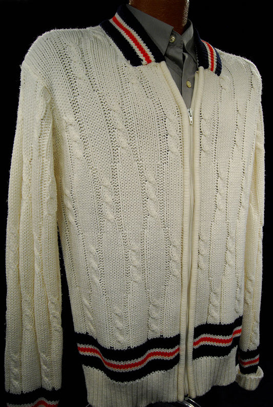 Men's Classic Zipper-font Cardigan Tennis Sweater [#607-056]