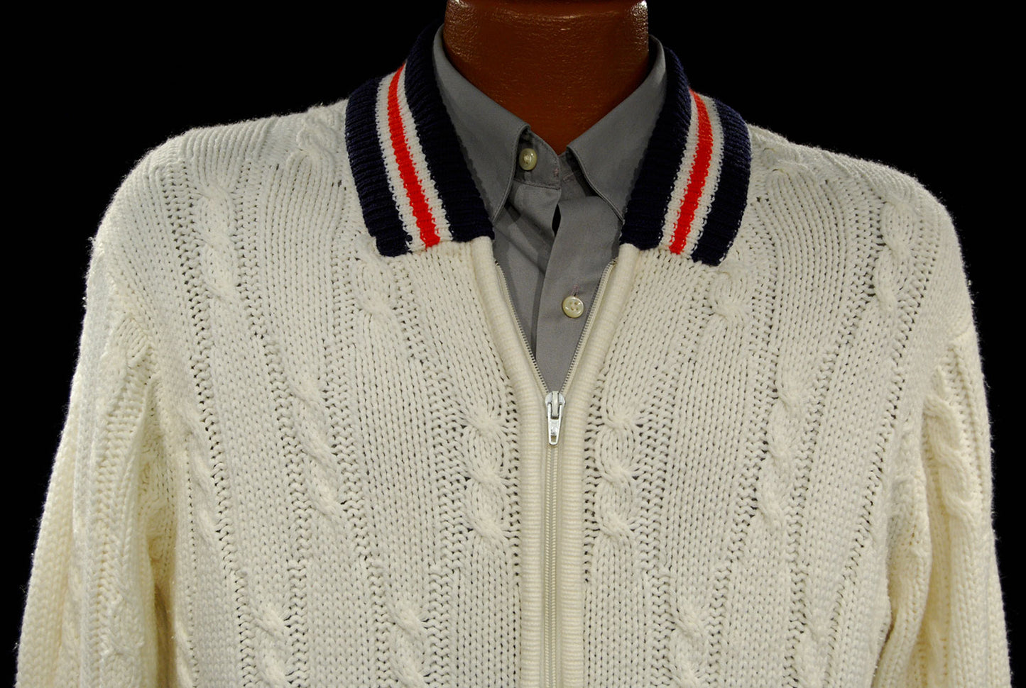 Men's Classic Zipper-font Cardigan Tennis Sweater [#607-056]