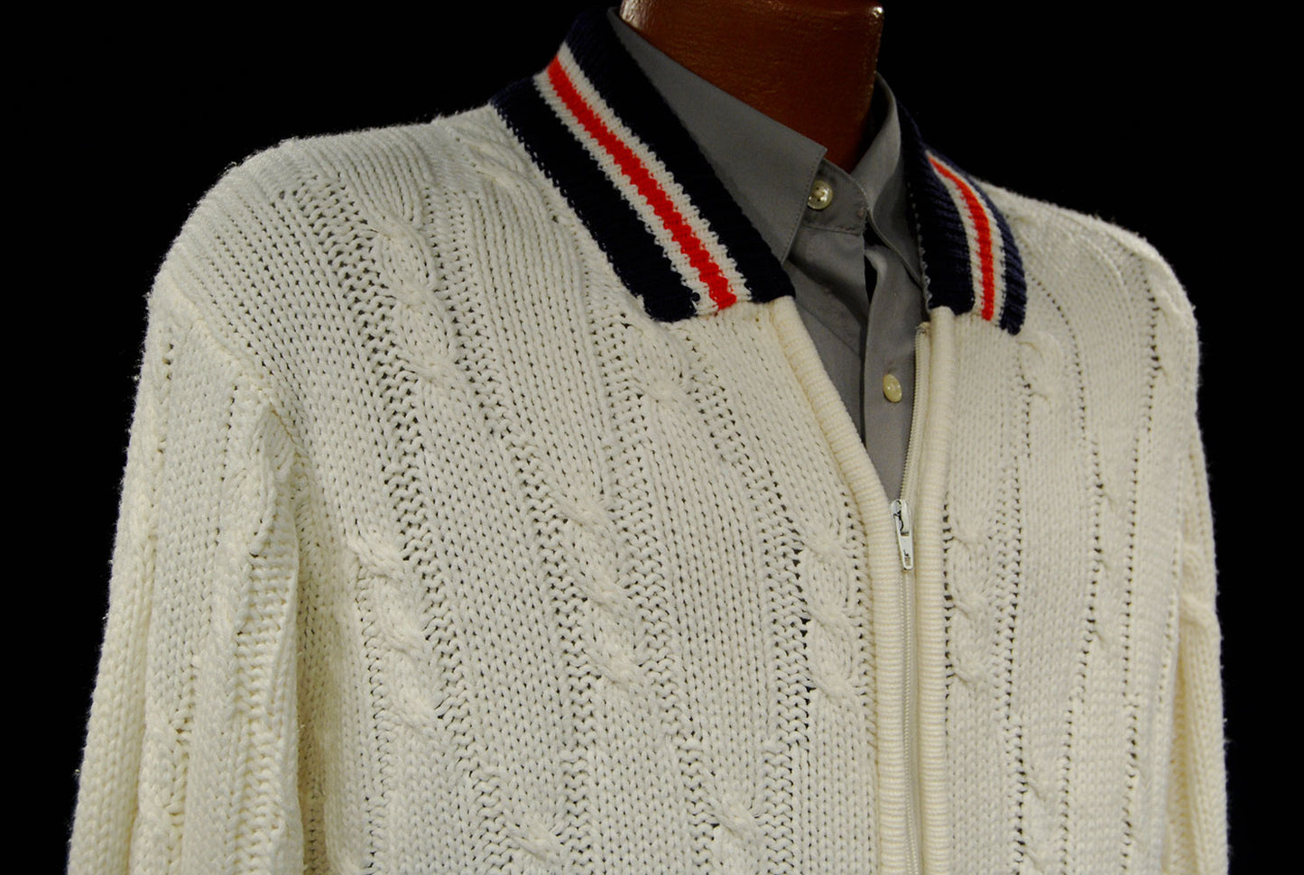 Men's Classic Zipper-font Cardigan Tennis Sweater [#607-056]