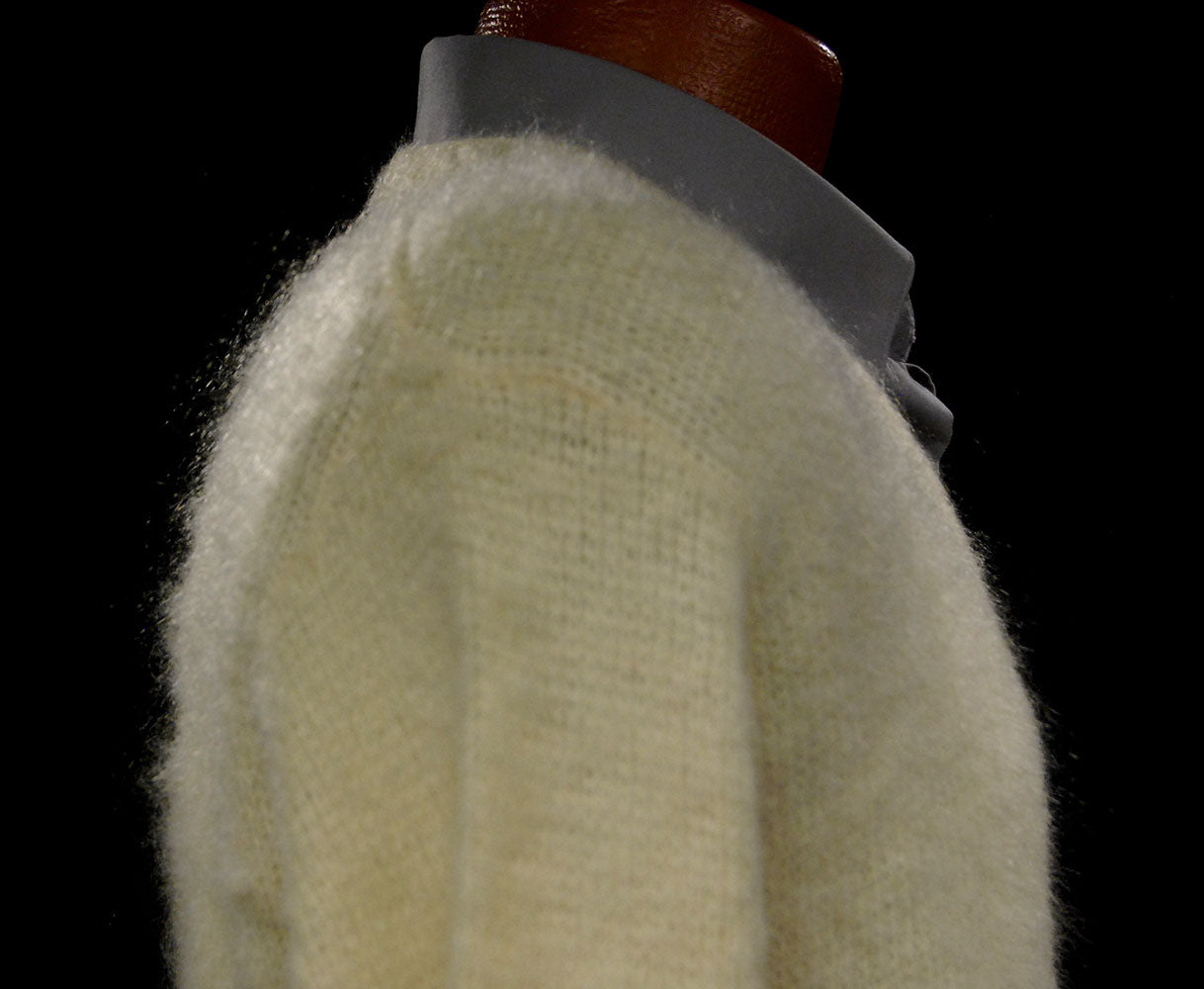 Cream colored Retro Classic Original Mohair V-Neck Sweater [607-070]