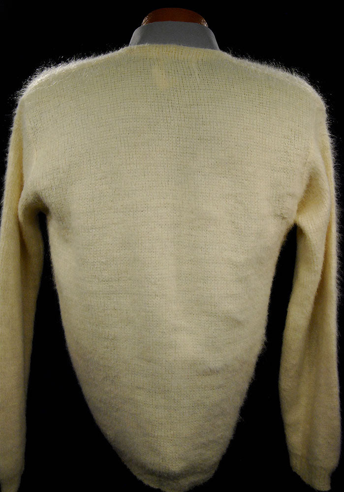 Cream colored Retro Classic Original Mohair V-Neck Sweater [607-070]