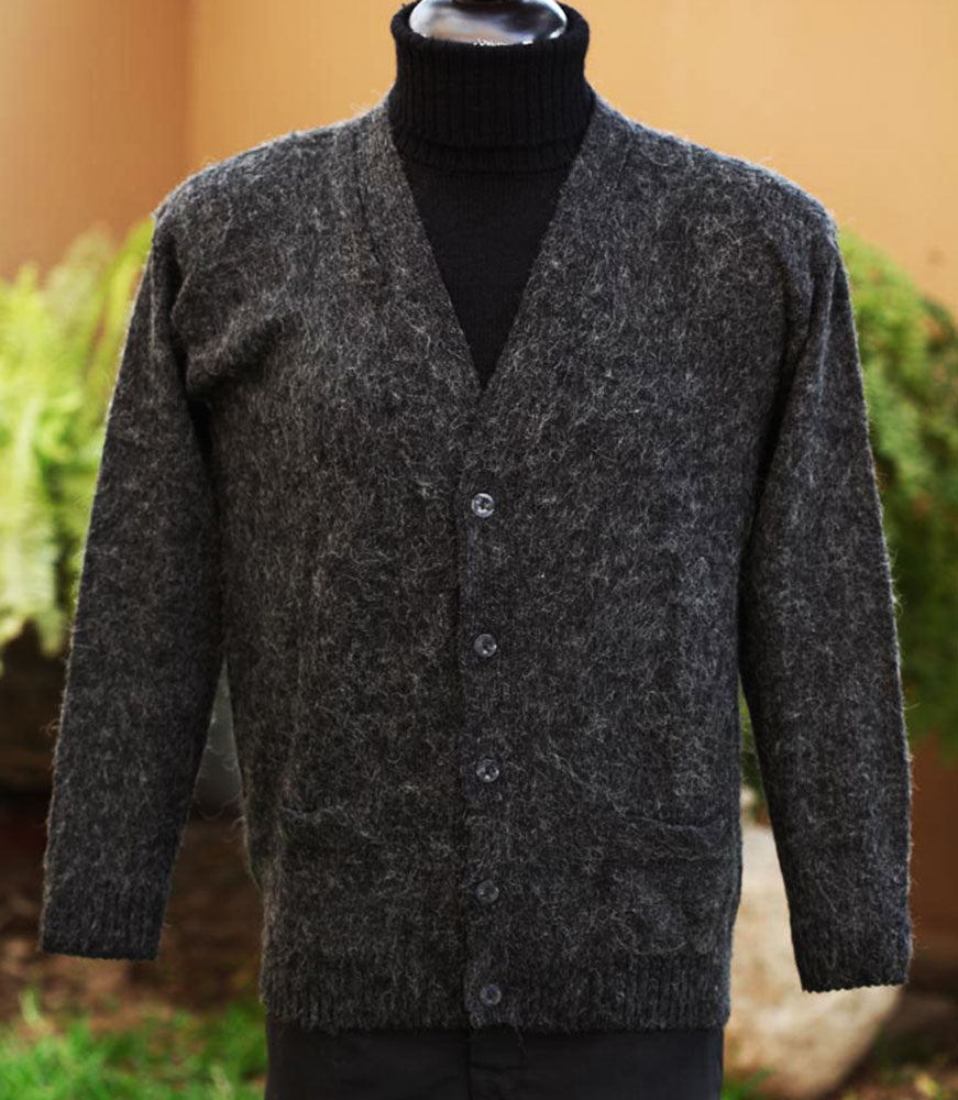 Weicher Alpaka-Cardigan für Herren in Schwarz 607-075