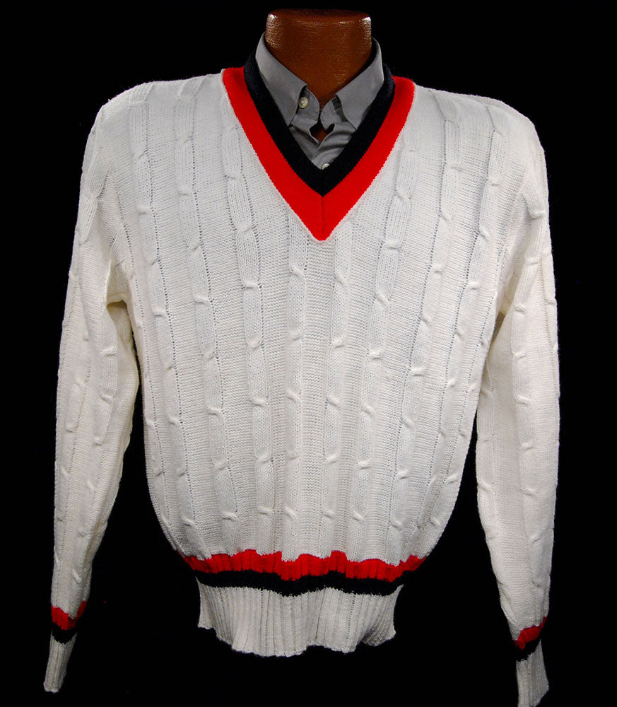 Men's Classic V-neck Pullover Tennis Sweater by Fargo [#607-078]