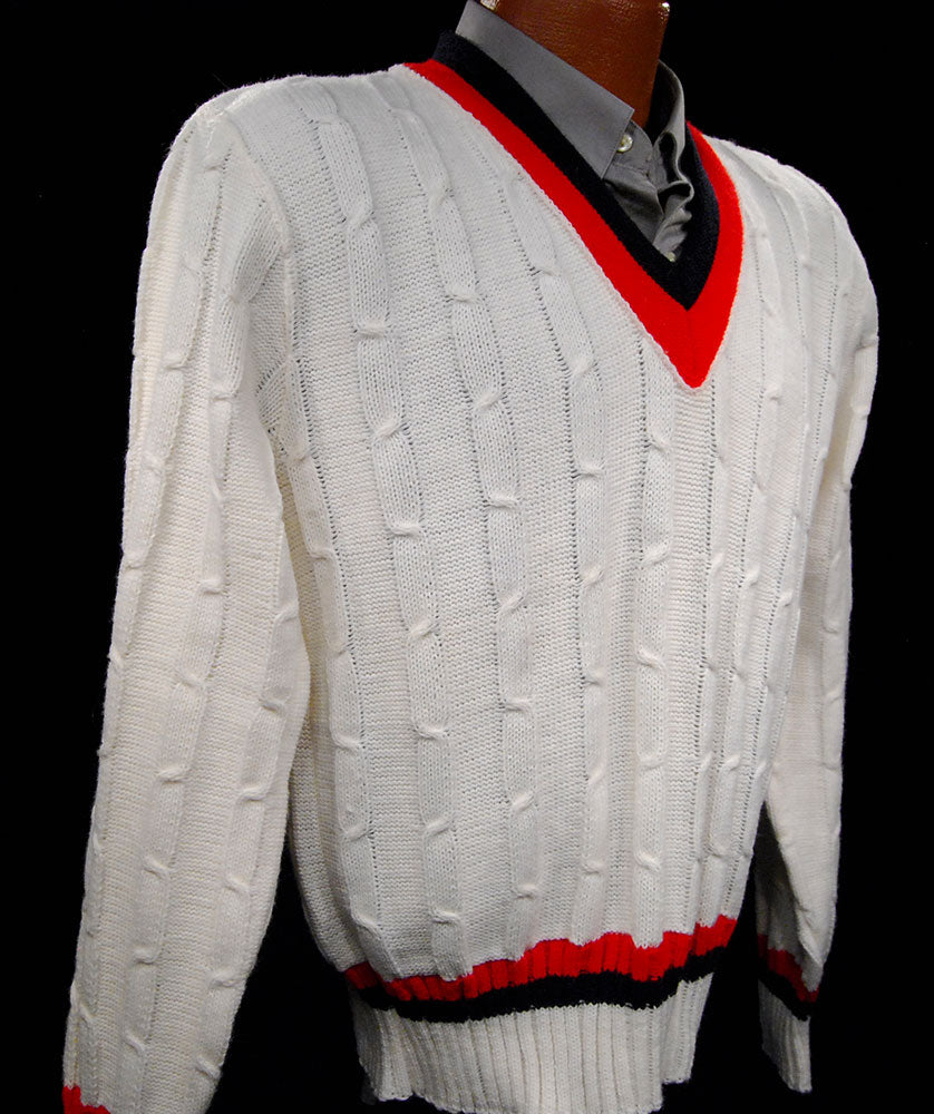 Men's Classic V-neck Pullover Tennis Sweater by Fargo [#607-078]