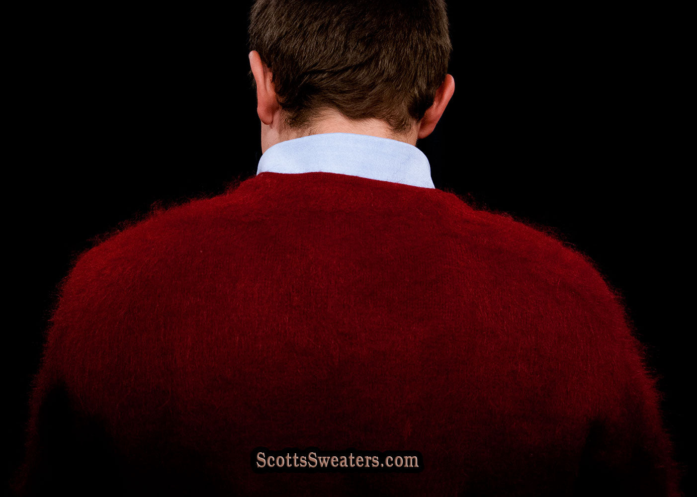 Red Retro Classic Original British Mohair V-Neck Sweater by Lazarus - Glasgo Ltd [#609-005]