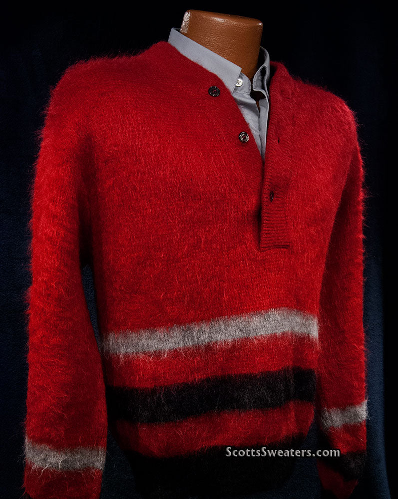 Retro Mohair Henley-Neck Sweater by Varsity Shop - Boston [#609-079]