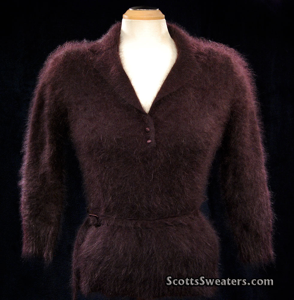 Woman's Luxurious Brown Angora Shawl-neck Collar Sweater by Monsoon