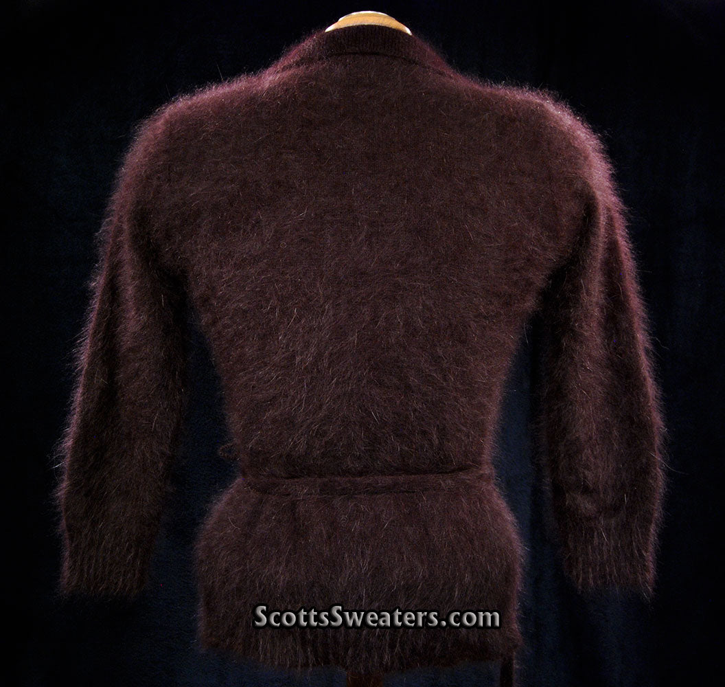 Woman's Luxurious Brown Angora Shawl-neck Collar Sweater by Monsoon