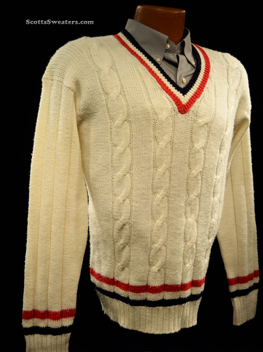 Men's Classic V-neck Pullover Tennis Sweater [#610-024]