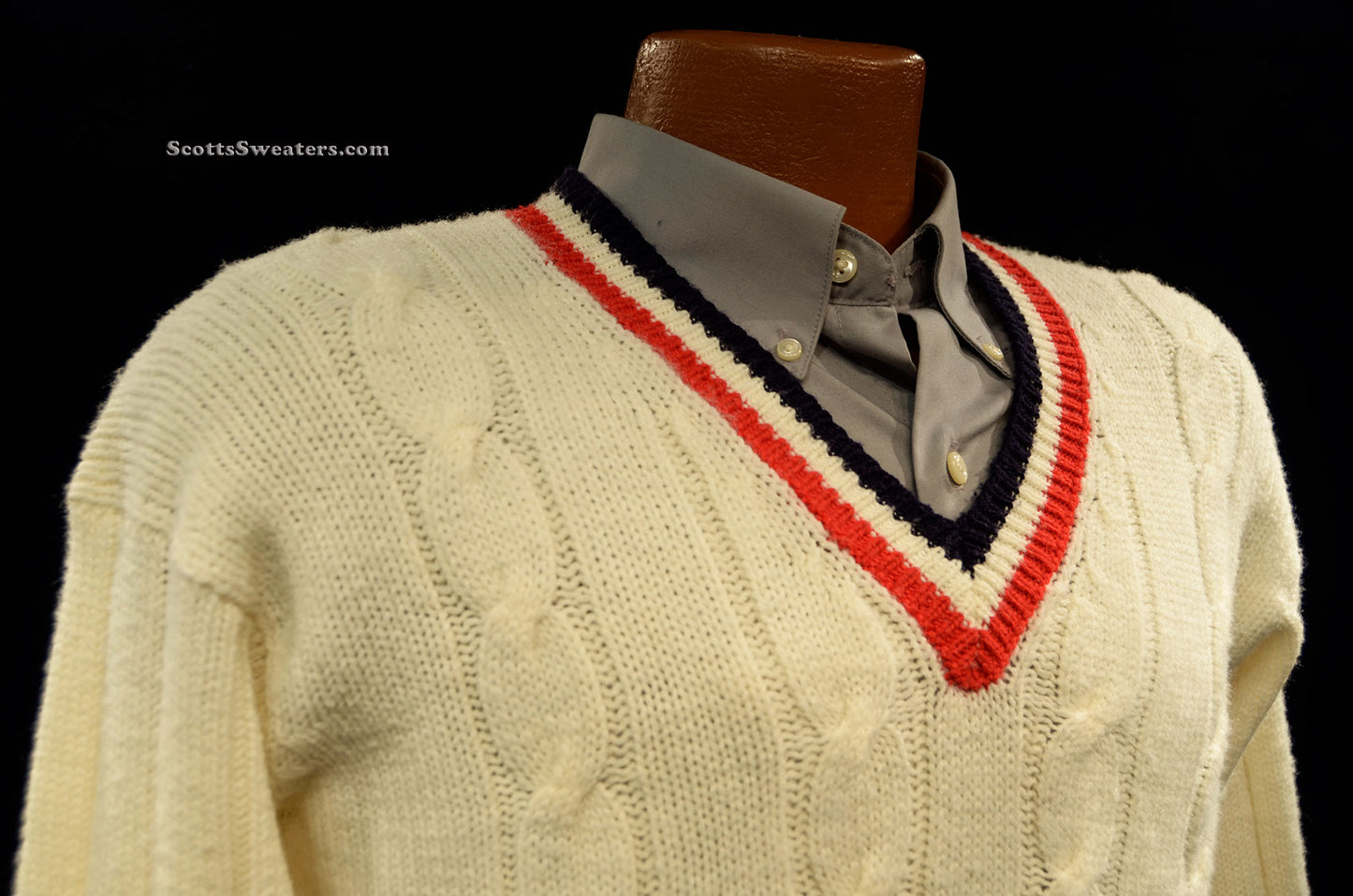 Men's Classic V-neck Pullover Tennis Sweater [#610-024]