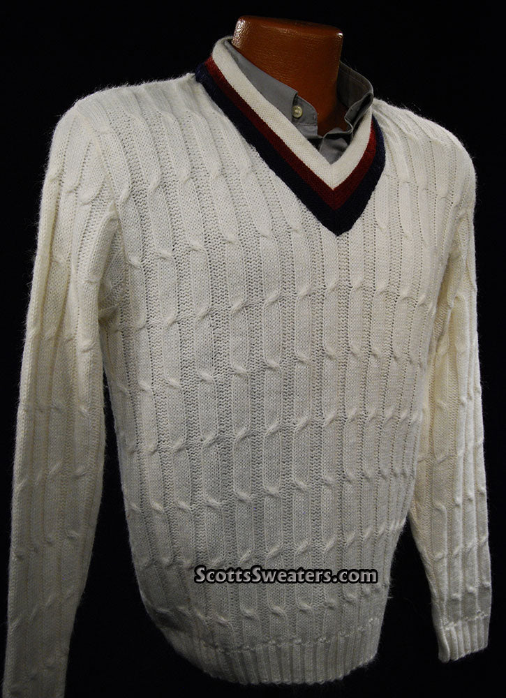 Men's Classic V-neck Pullover Tennis Sweater [#610-026]