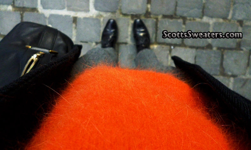 Woman's Orange Jewel-neck Angora Sweater by H&M
