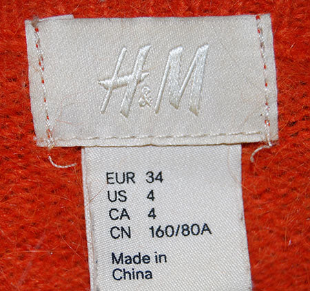 Woman's Orange Jewel-neck Angora Sweater by H&M