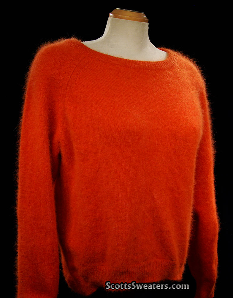 Woman's Orange Jewel-neck Angora Sweater by H&M