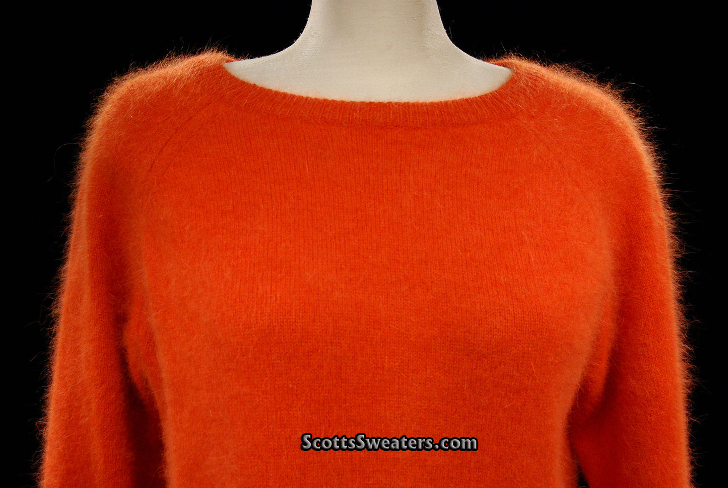 Woman's Orange Jewel-neck Angora Sweater by H&M