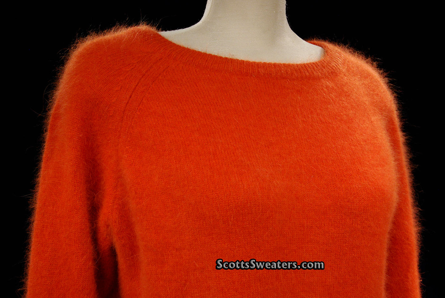Woman's Orange Jewel-neck Angora Sweater by H&M