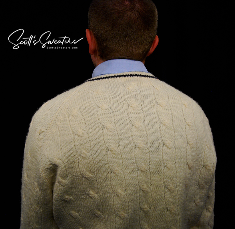 Original Retro Classic Ivory Wool Cable-Knit Tennis Sweater [#610-049]