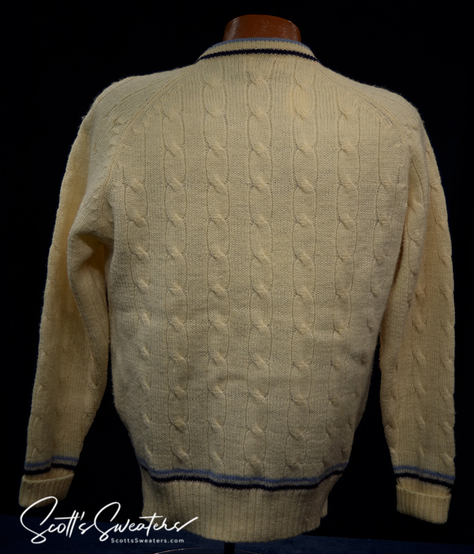 Original Retro Classic Ivory Wool Cable-Knit Tennis Sweater [#610-049]