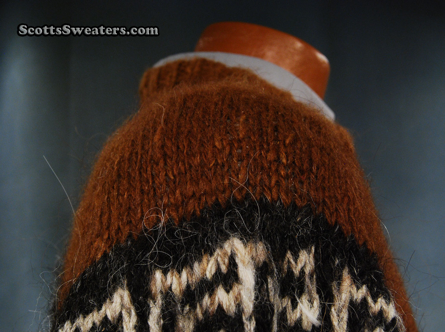 Men's Brown Native Pattern Alpaca Crewneck Sweater by Border Imports [#610-055]