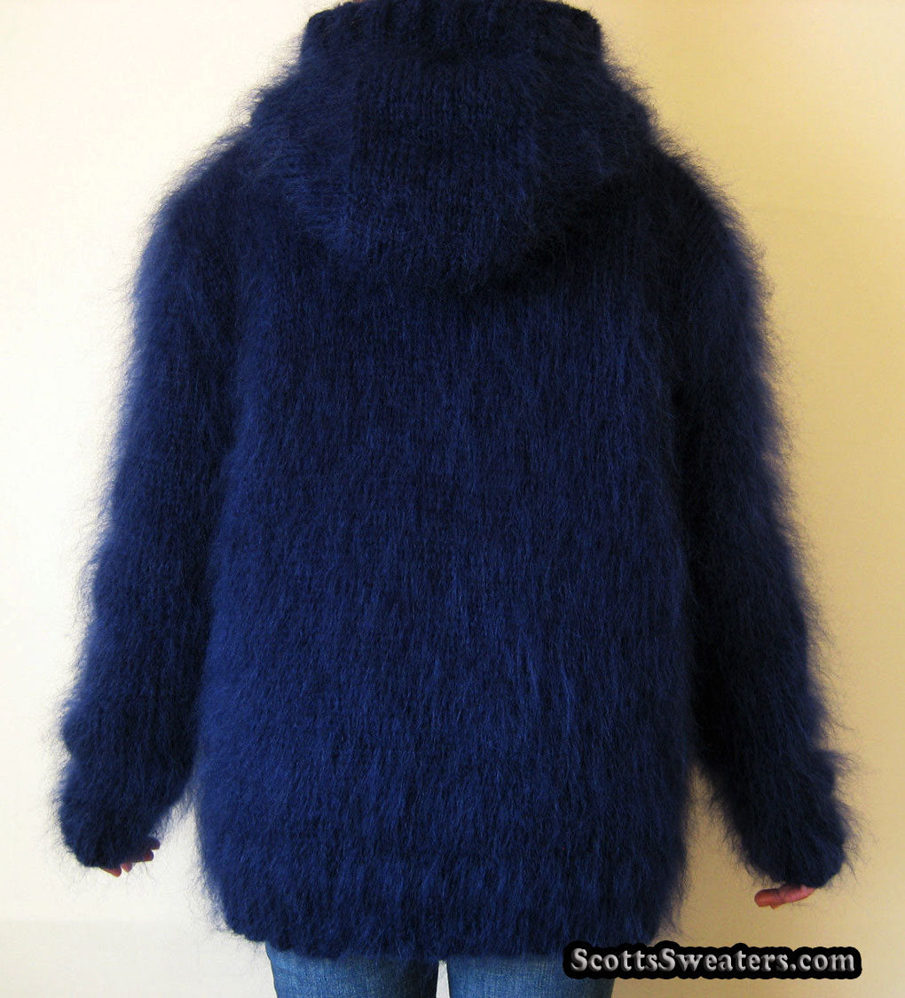 Men's Handknit Mohair Hoodie Cardigan Sweaters [#610-091H]