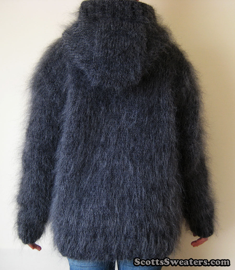 Men's Handknit Mohair Hoodie Cardigan Sweaters [#610-091H]