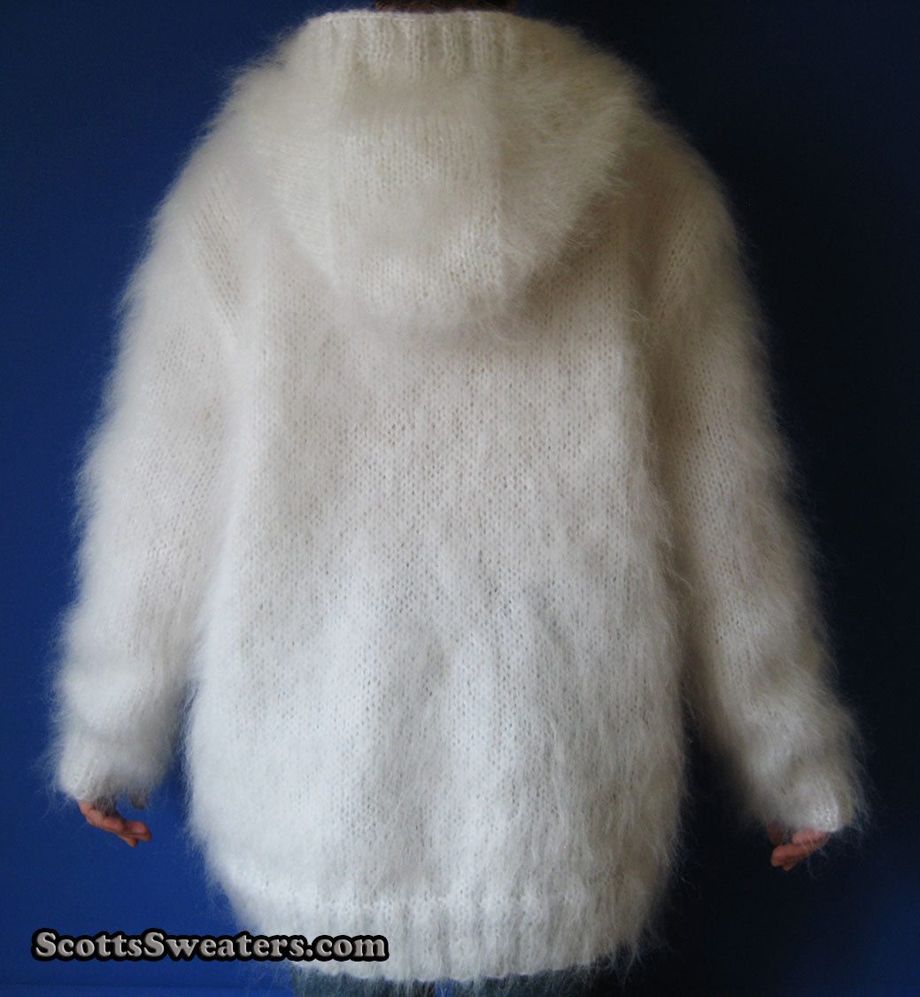 Men's Handknit Mohair Hoodie Cardigan Sweaters [#610-091H]