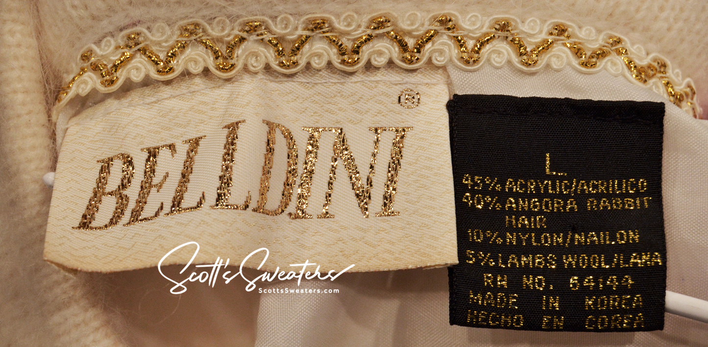 Woman's White Angora Cardigan Sweater by Belldini