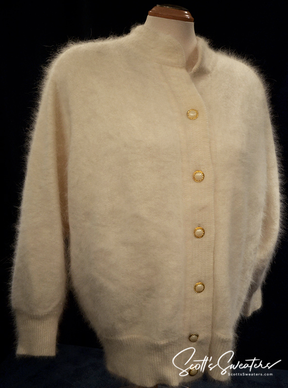 Woman's White Angora Cardigan Sweater by Belldini