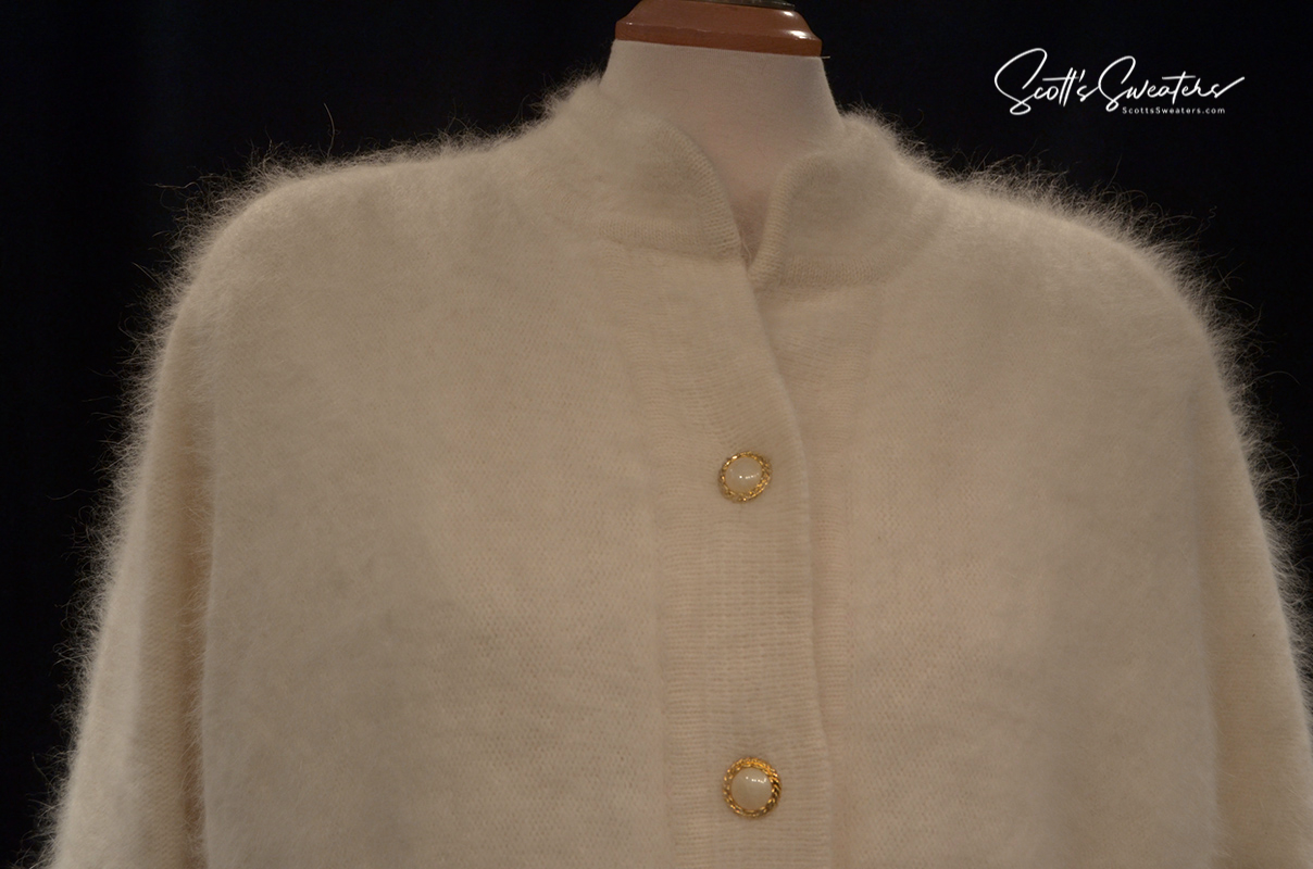 Woman's White Angora Cardigan Sweater by Belldini
