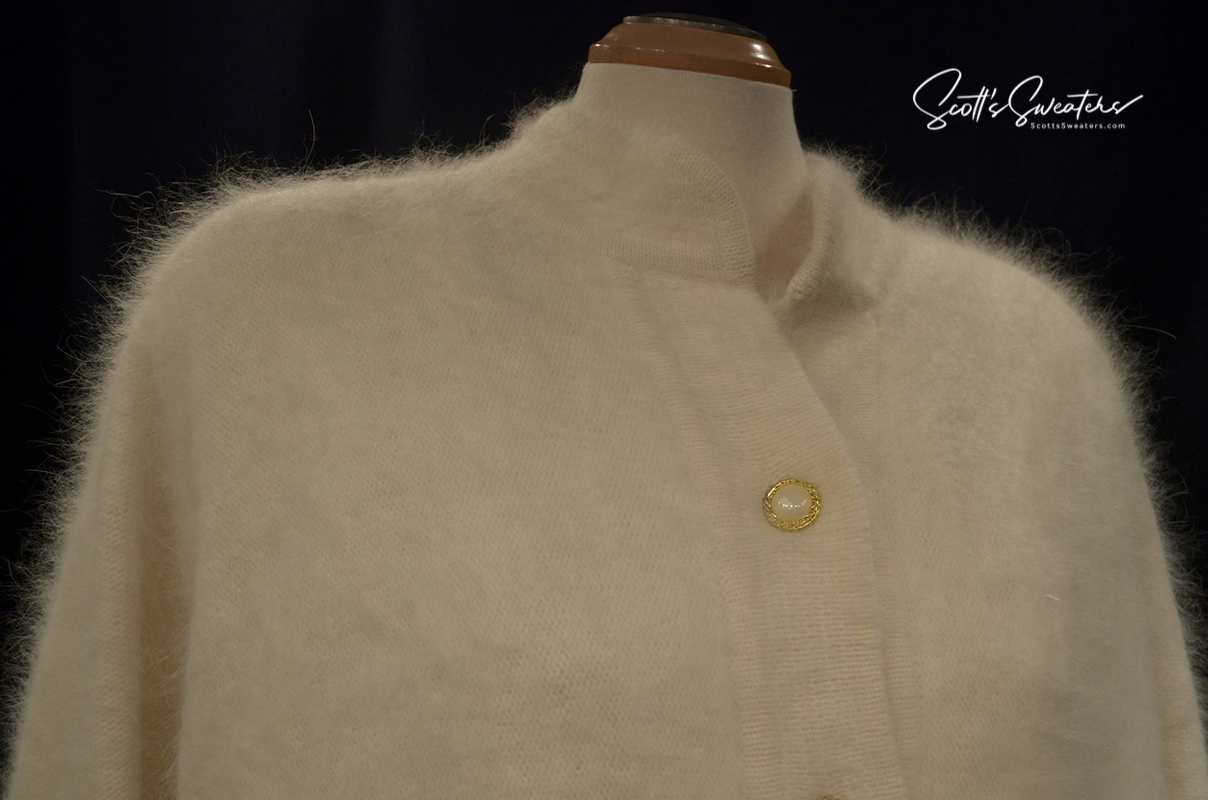 Woman's White Angora Cardigan Sweater by Belldini