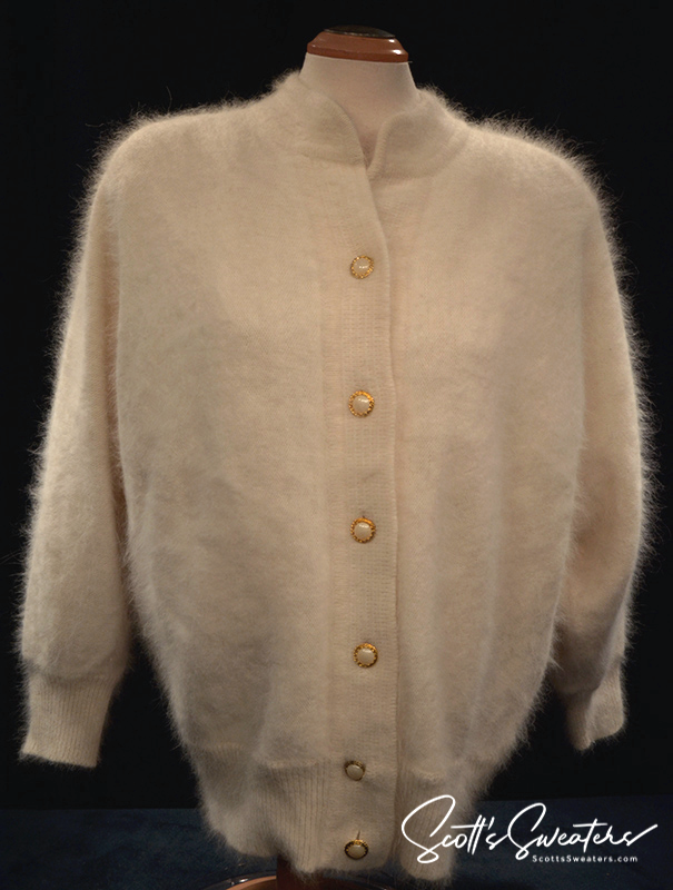 Woman's White Angora Cardigan Sweater by Belldini