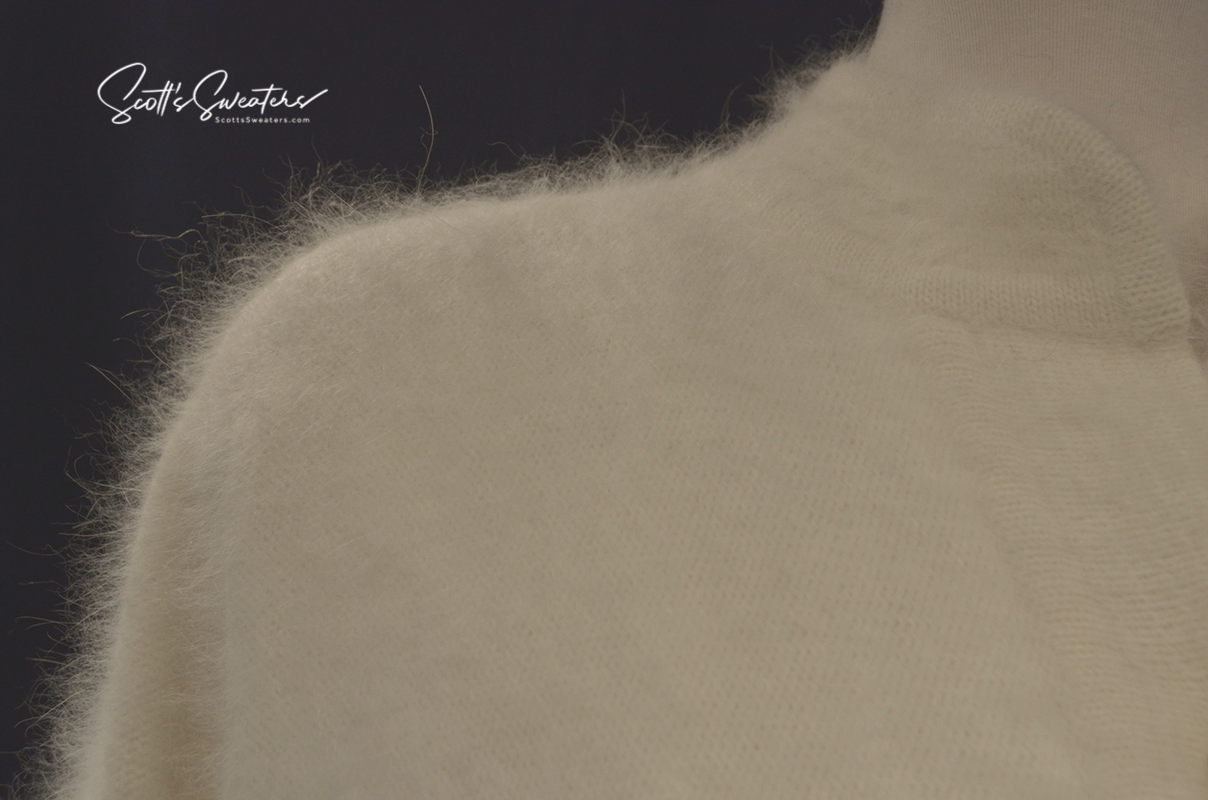 Woman's White Angora Cardigan Sweater by Belldini