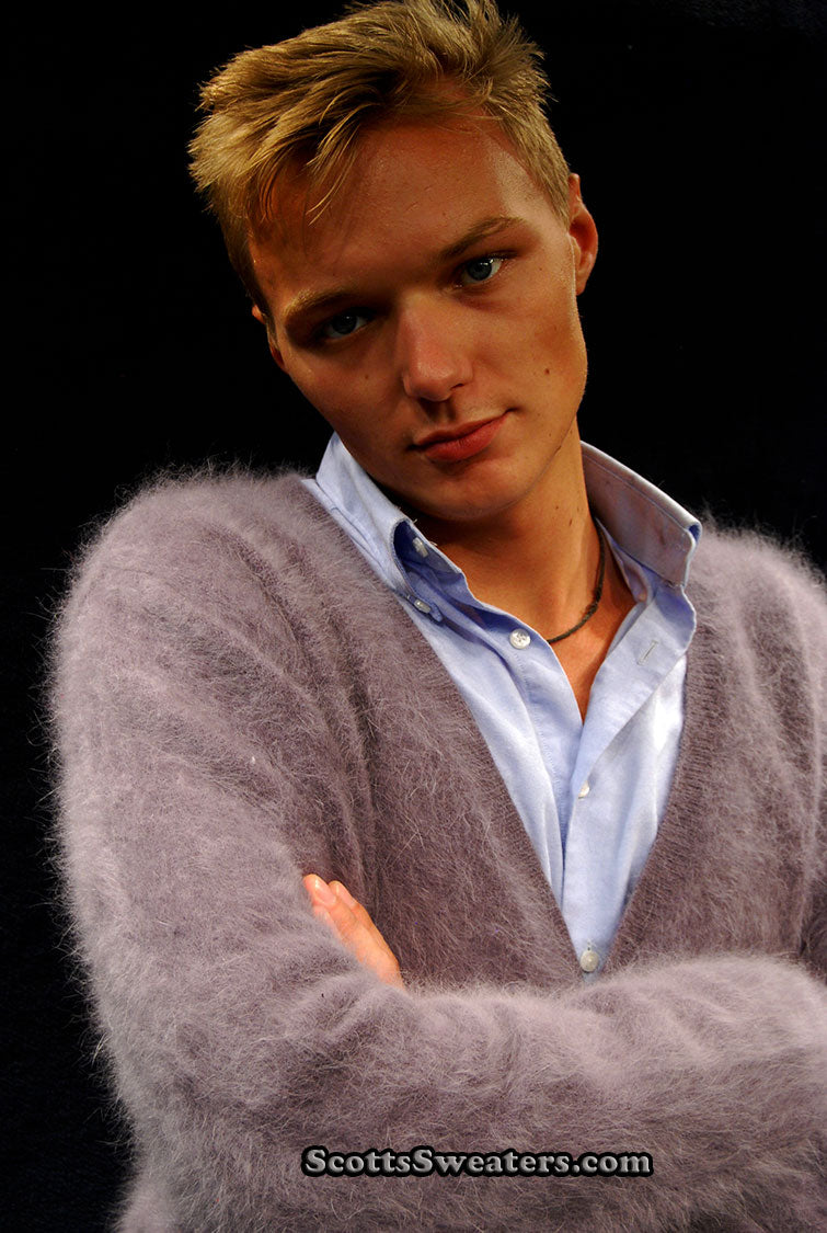 611-005Crd Men's Ultra-Soft Angora CARDIGAN Sweater