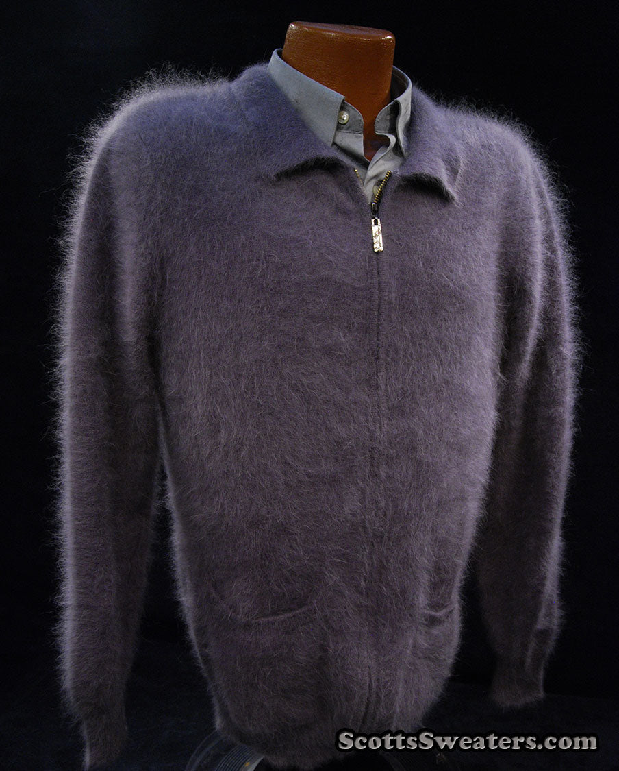 611-005Zip Men's Ultra-Soft Angora Zipper-front Cardigan Sweater
