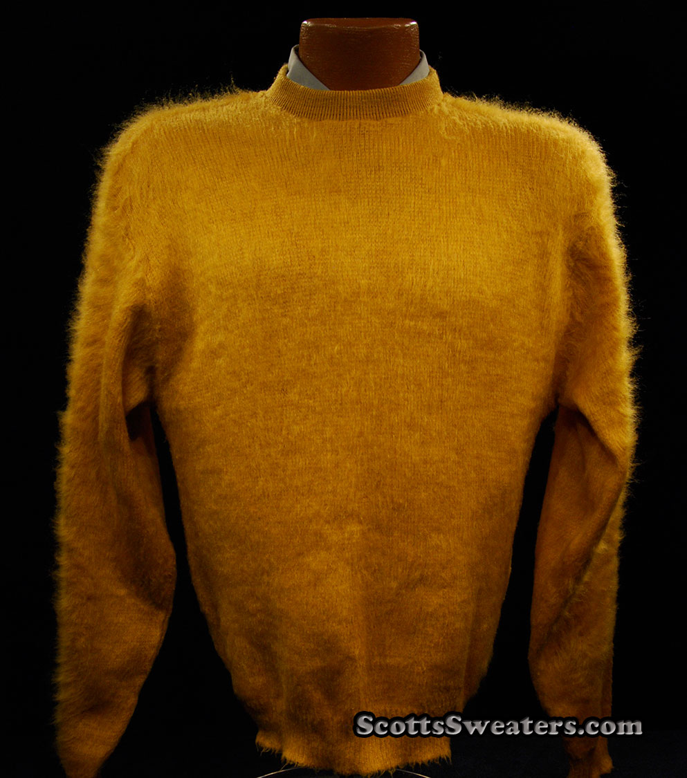 Retro Golden Shaggy Mohair Crewneck Sweater [#611-020]