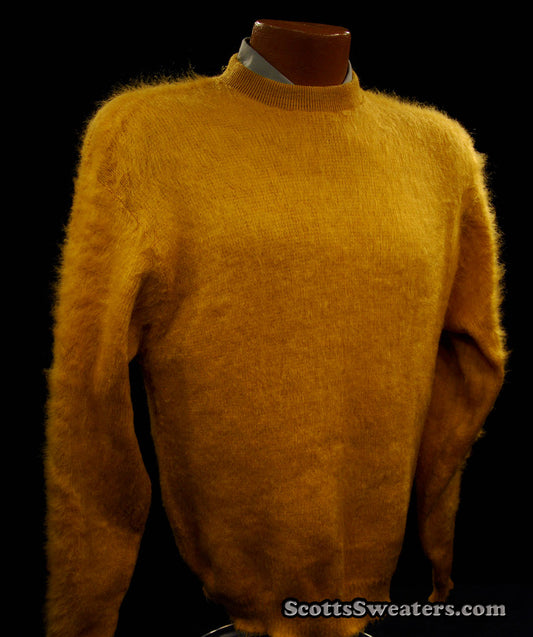 Retro Golden Shaggy Mohair Crewneck Sweater [#611-020]