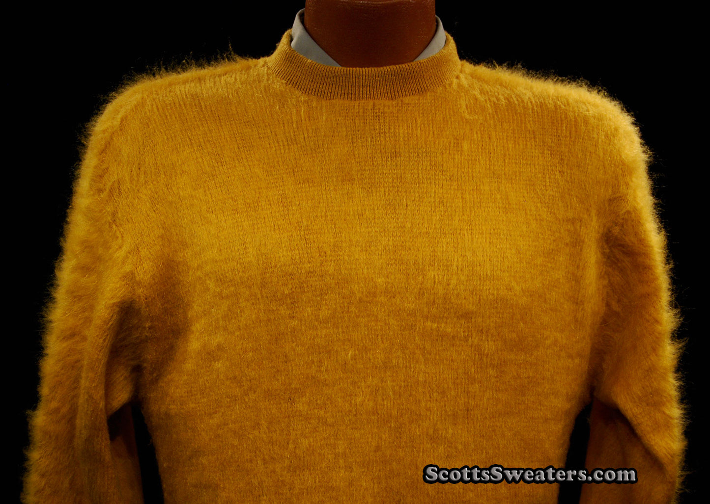 Retro Golden Shaggy Mohair Crewneck Sweater [#611-020]