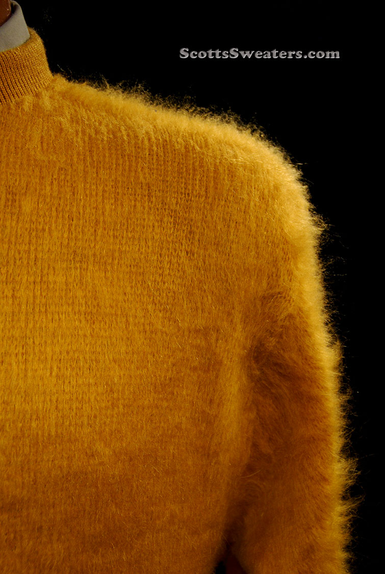 Retro Golden Shaggy Mohair Crewneck Sweater [#611-020]